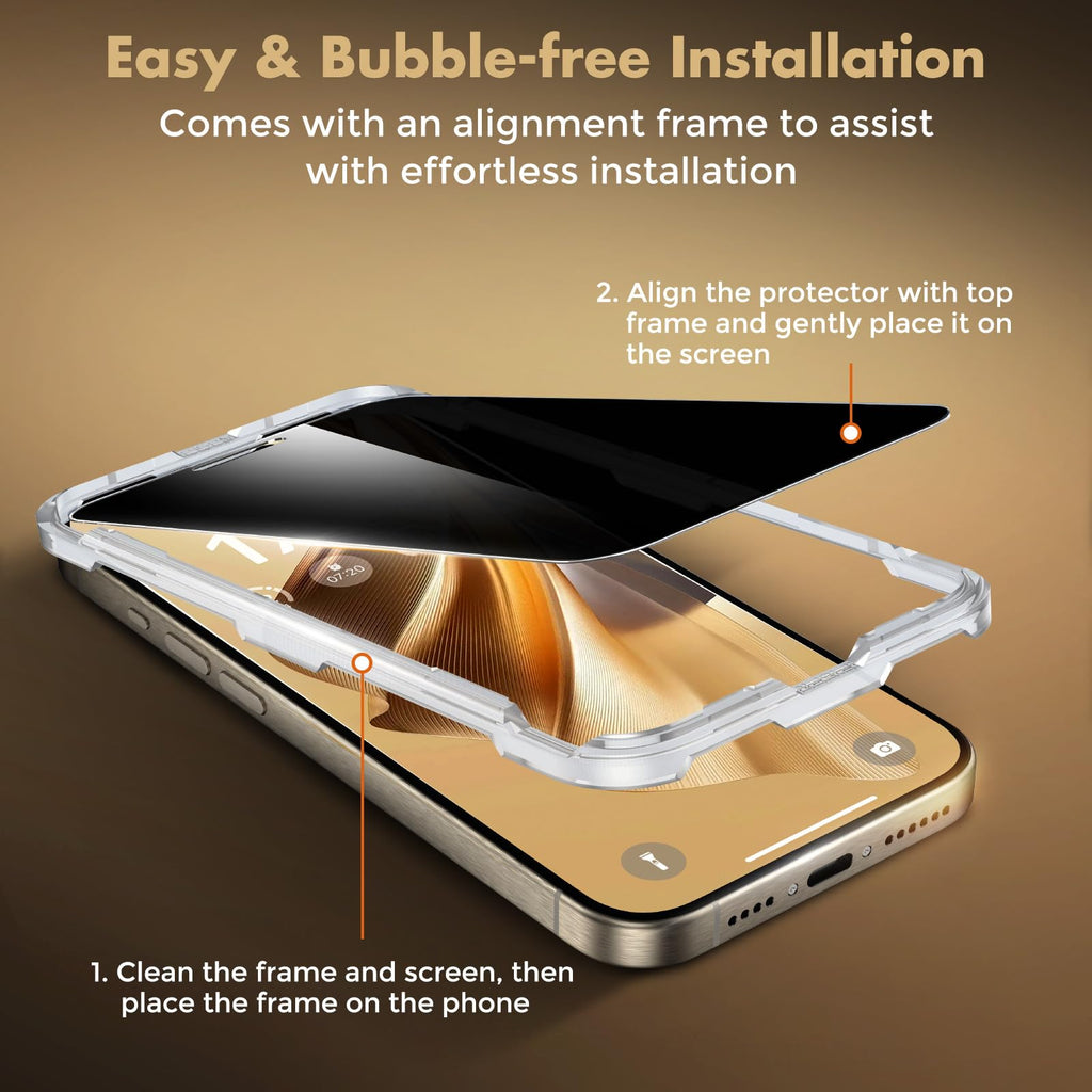 UNBREAKcable Privacy Screen Protector for iPhone 16 Pro Max, Full Coverage