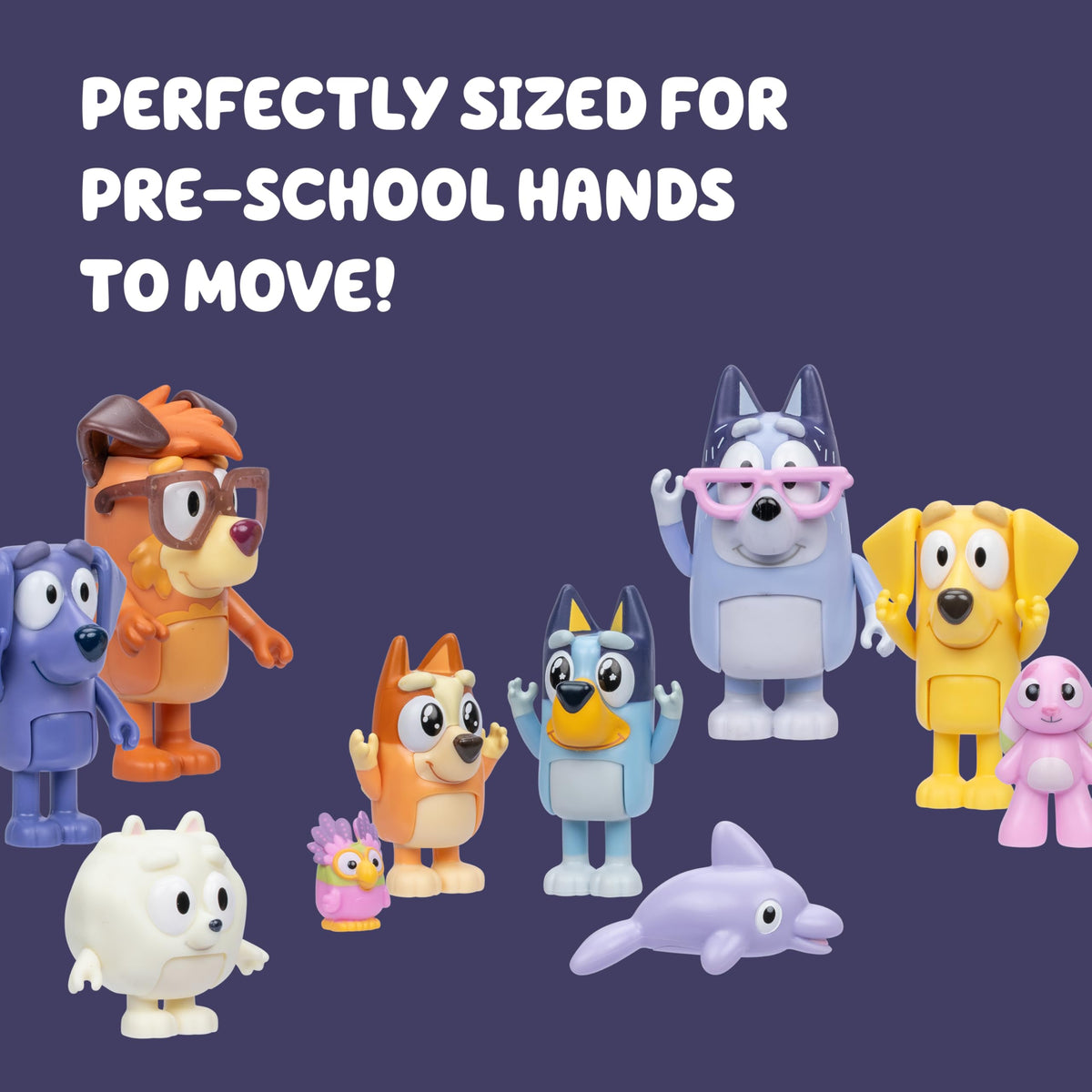 Bluey Family Figure 4-Pack, Poseable Toys with Bingo & Bandit