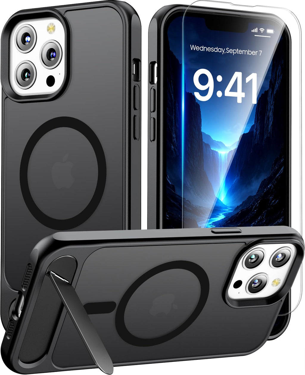 Magnetic for iPhone 15 Case with Stand, Clear