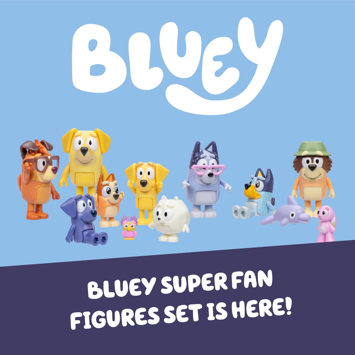 Bluey Family Figure 4-Pack, Poseable Toys with Bingo & Bandit