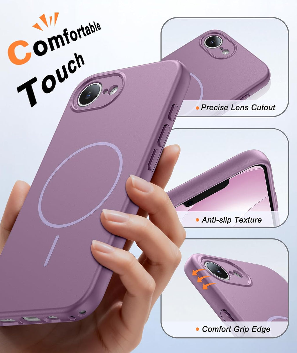 FNTCASE for iPhone 17E/16E Case Matte Lavender: Compatible with MagSafe