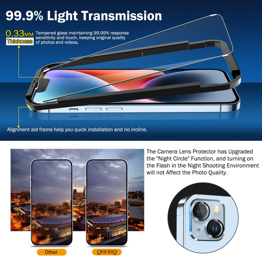 QHOHQ for iPhone 18 Pro Screen Protector, 9H+ Tempered Glass, 3+3 Pack
