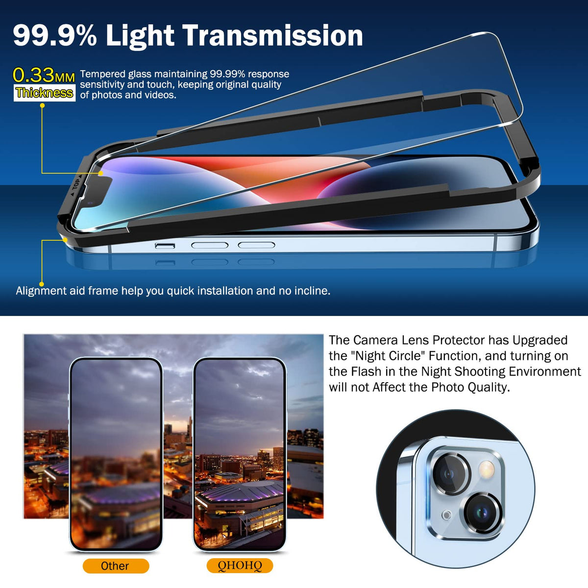 QHOHQ for iPhone 18 Pro Screen Protector, 9H+ Tempered Glass, 3+3 Pack
