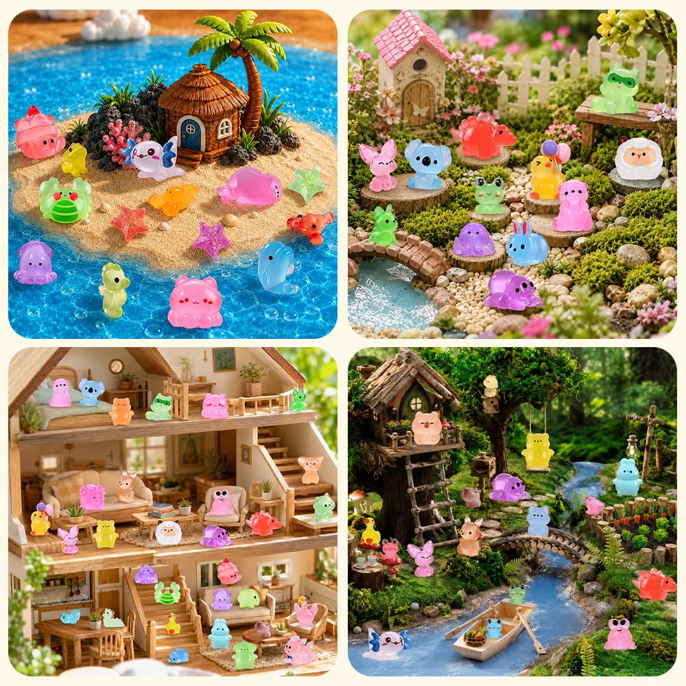 DIYDEC 40PCS Christmas Mini Ducks Figures Toys Miniature Resin Animal Decor