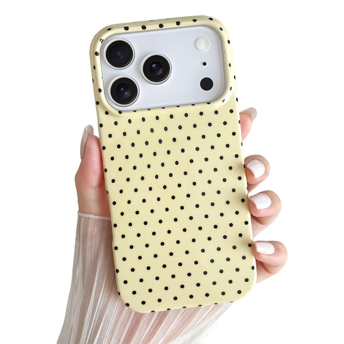 Yeddabox for iPhone 14 Plus Case Cute Polka Dot Phone Case Soft TPU Slim Shockproof Phone Cover for Women Girls, White
