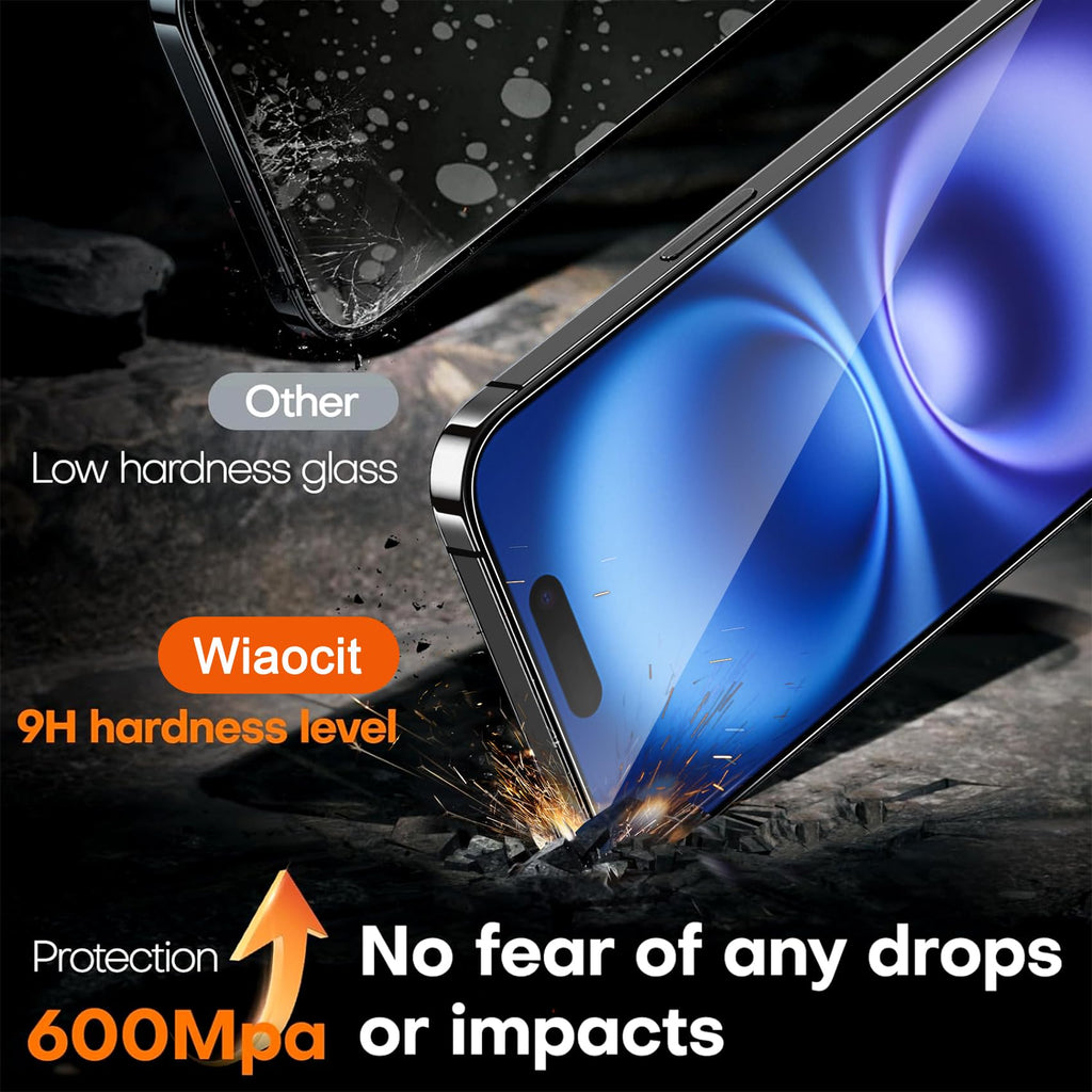 Wiaocit Privacy Screen Protector for iPhone 18 Pro, Tempered Glass
