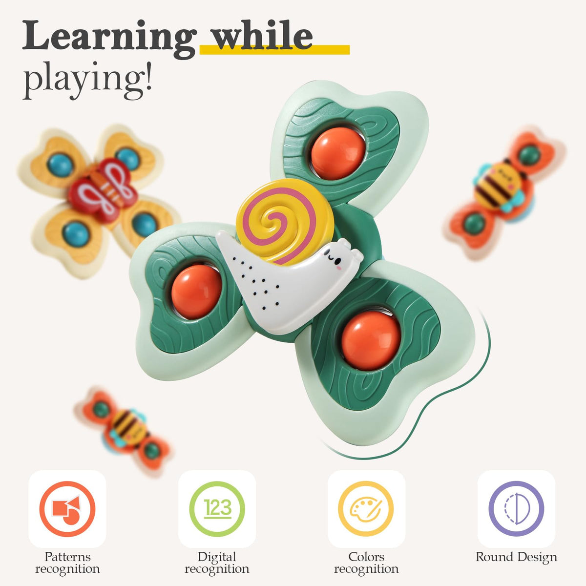 ALASOU Suction Cup Spinner Airplane Travel Toys for 1 Year Old Boy Girl