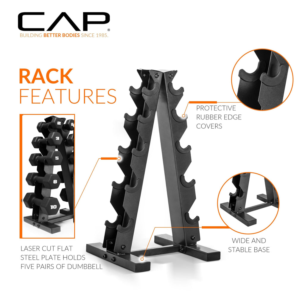 CAP Neoprene Dumbbell Pairs & Sets, Non-Slip Grip, Hex Design