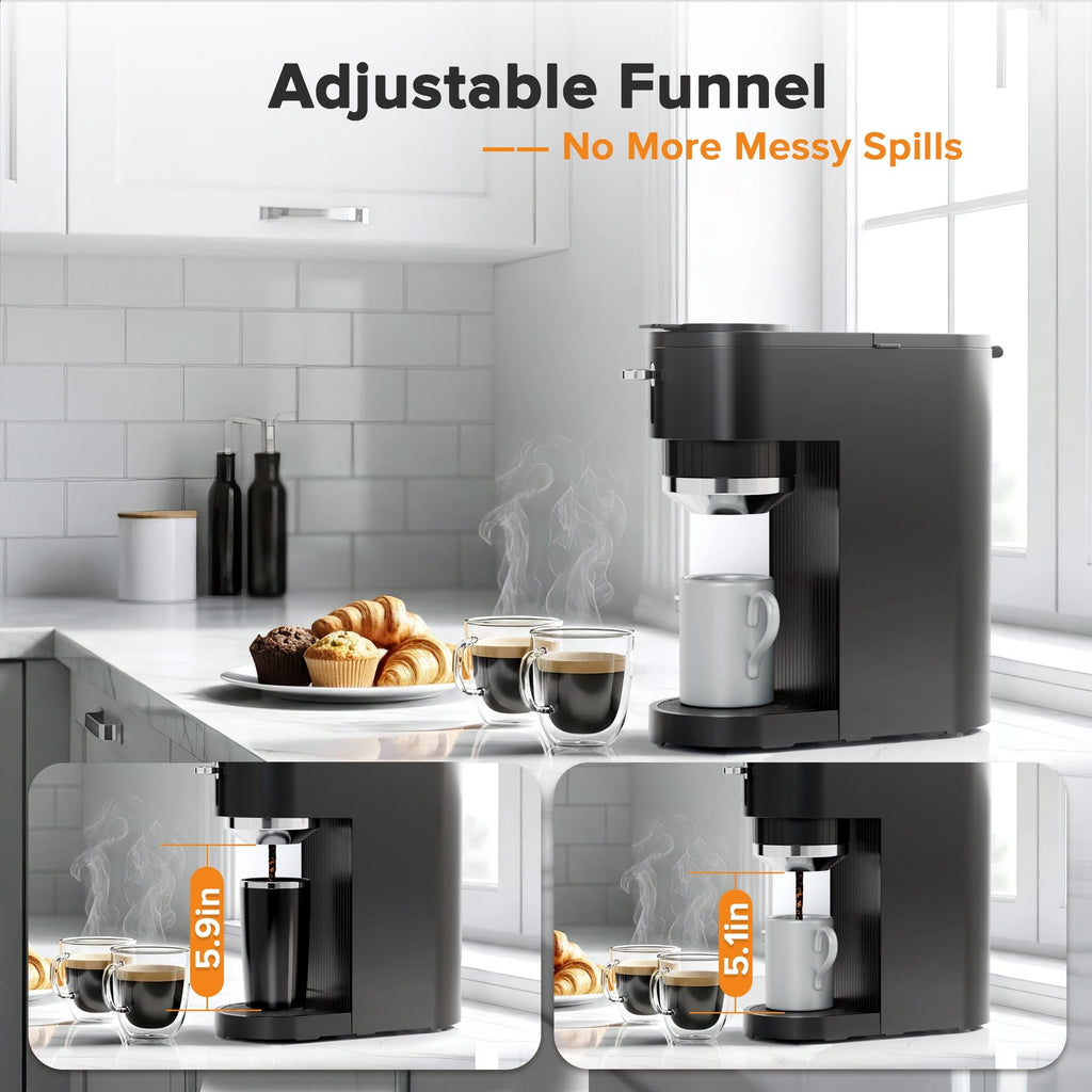 Kismile 2-in-1 Single Serve Coffee Pod & Ground Coffee Maker