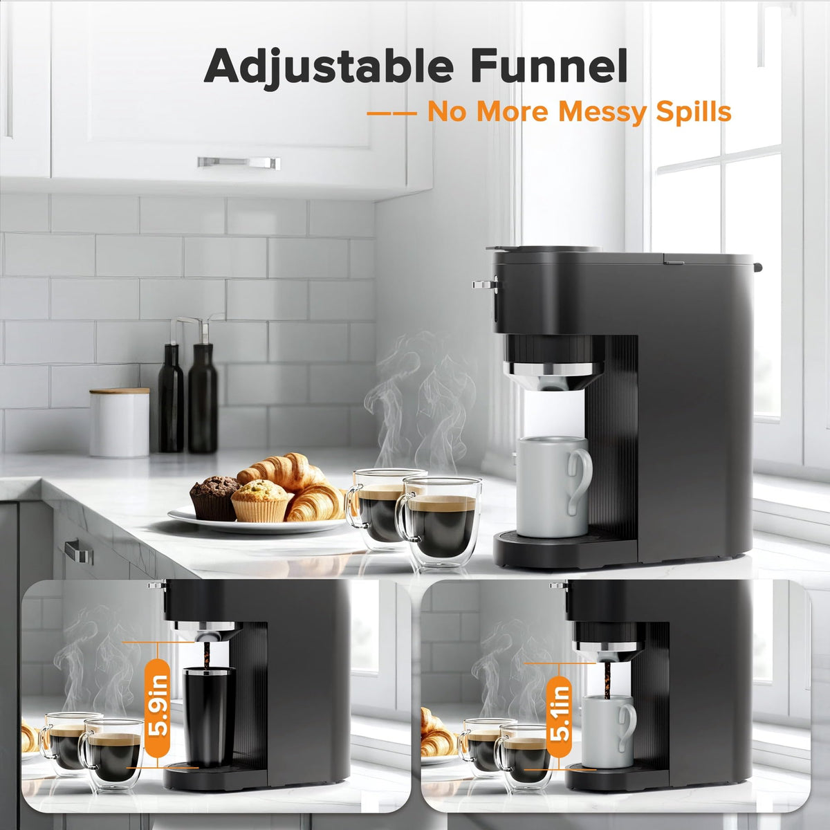 Kismile 2-in-1 Single Serve Coffee Pod & Ground Coffee Maker