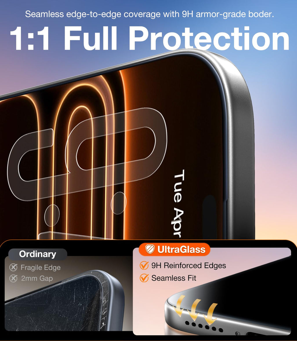 UltraGlass TOP 9H+ Armor for iPhone 17 Pro Privacy Screen Protector, 2 Pack