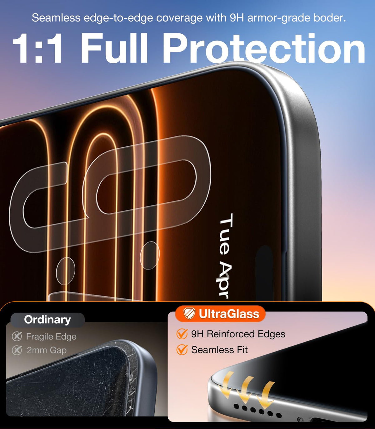 UltraGlass TOP 9H+ Armor for iPhone 17 Pro Privacy Screen Protector, 2 Pack