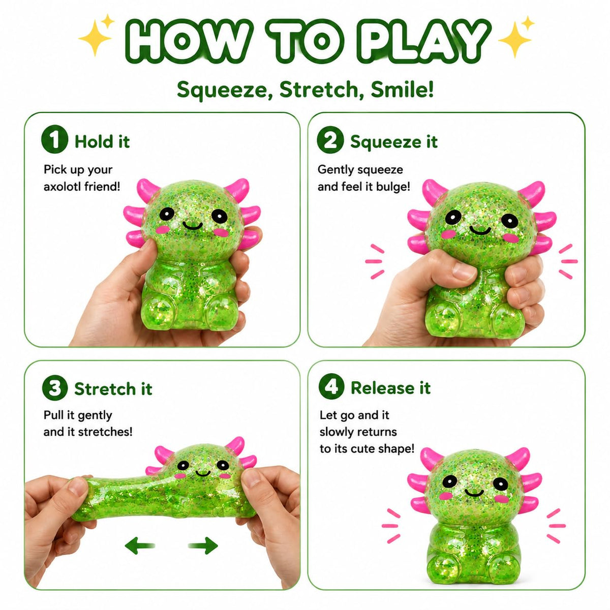 Axolotl Squishy Stress Ball, Soft Slow Rising Sensory Toy