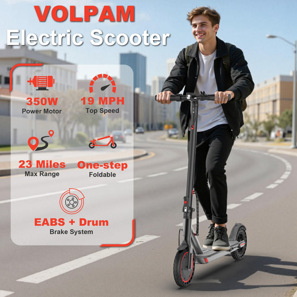 VOLPAM Electric Scooter, 350W/500W Motor, 21/28/40 Miles Long Range