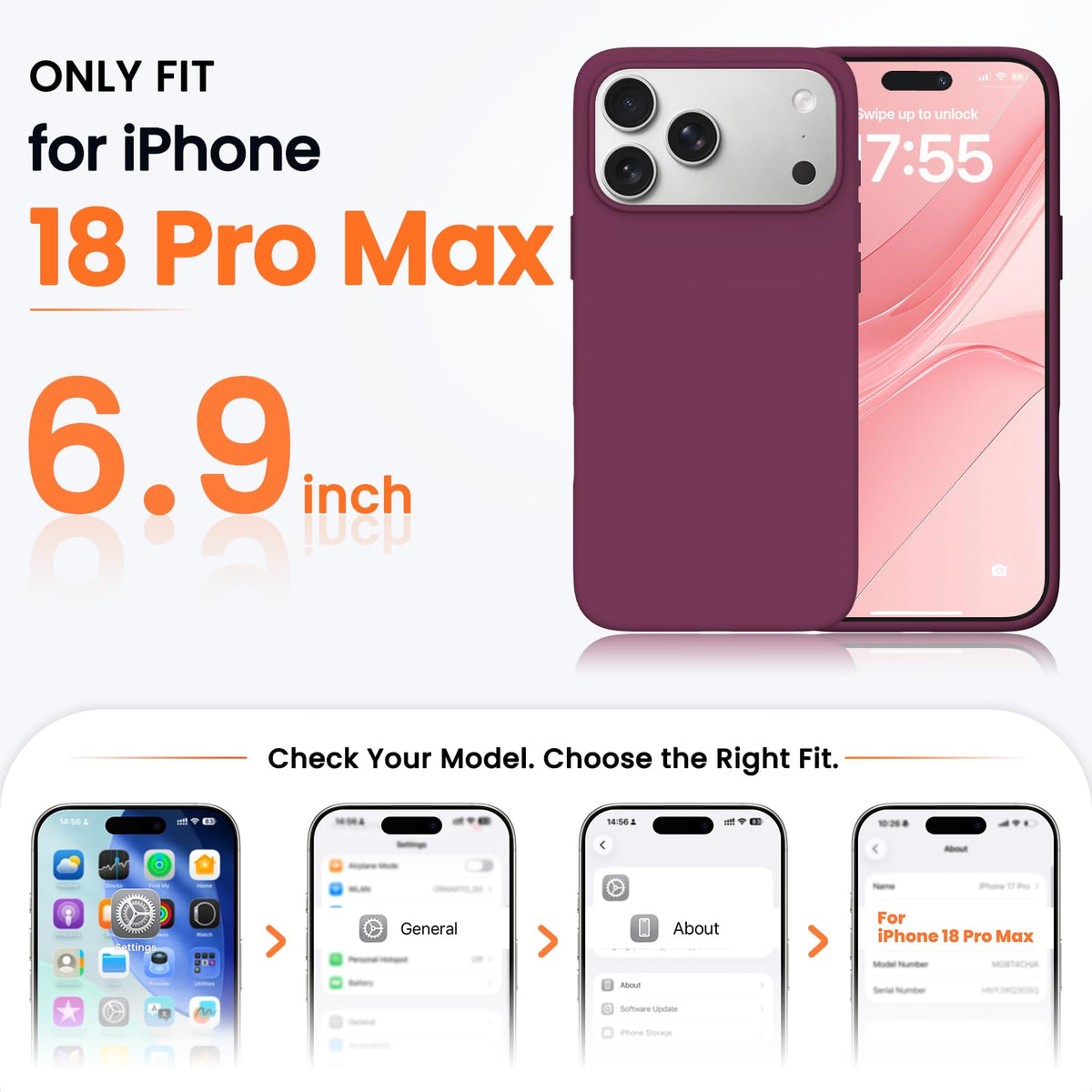 ORNARTO for iPhone 18 Pro Max Case, Liquid Silicone, Cloud Blue