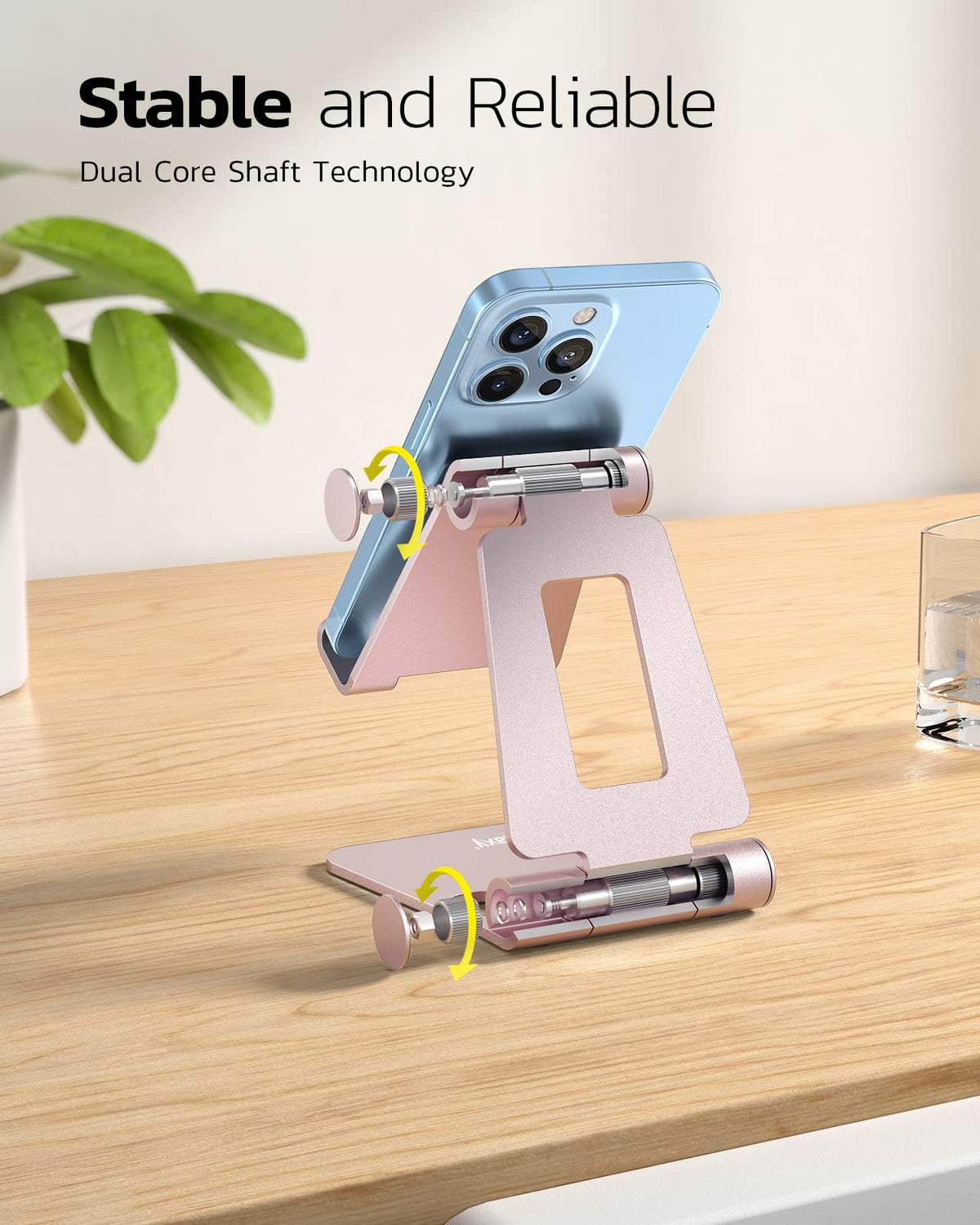Nulaxy Full Aluminum Dual Folding Cell Phone Stand for Desk, Purple