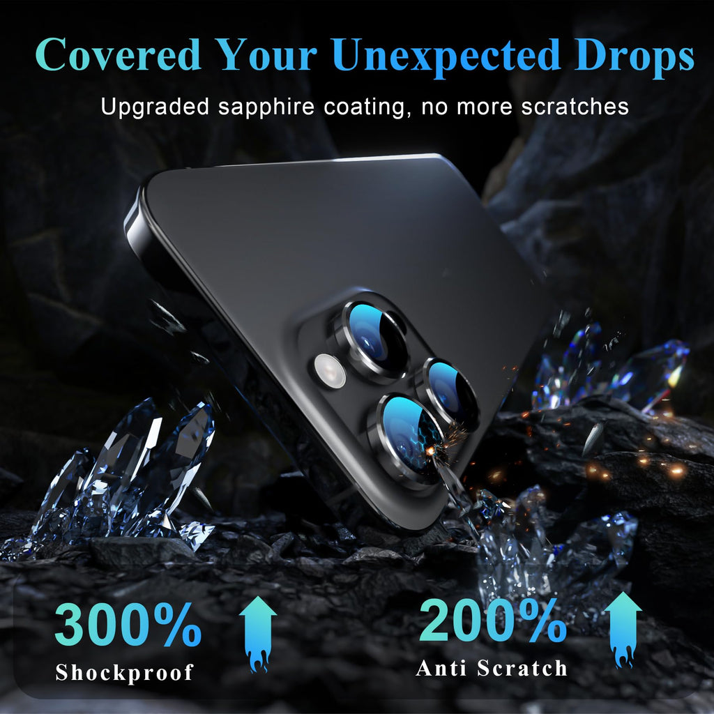 YWXTW Camera Lens Protector for iPhone 16 Pro/iPhone 16 Pro Max, [1 Step Installation Tray] Tempered Glass Screen Protector Metal Individual Camera Cover Accessories Case Friendly (Desert Titanium)