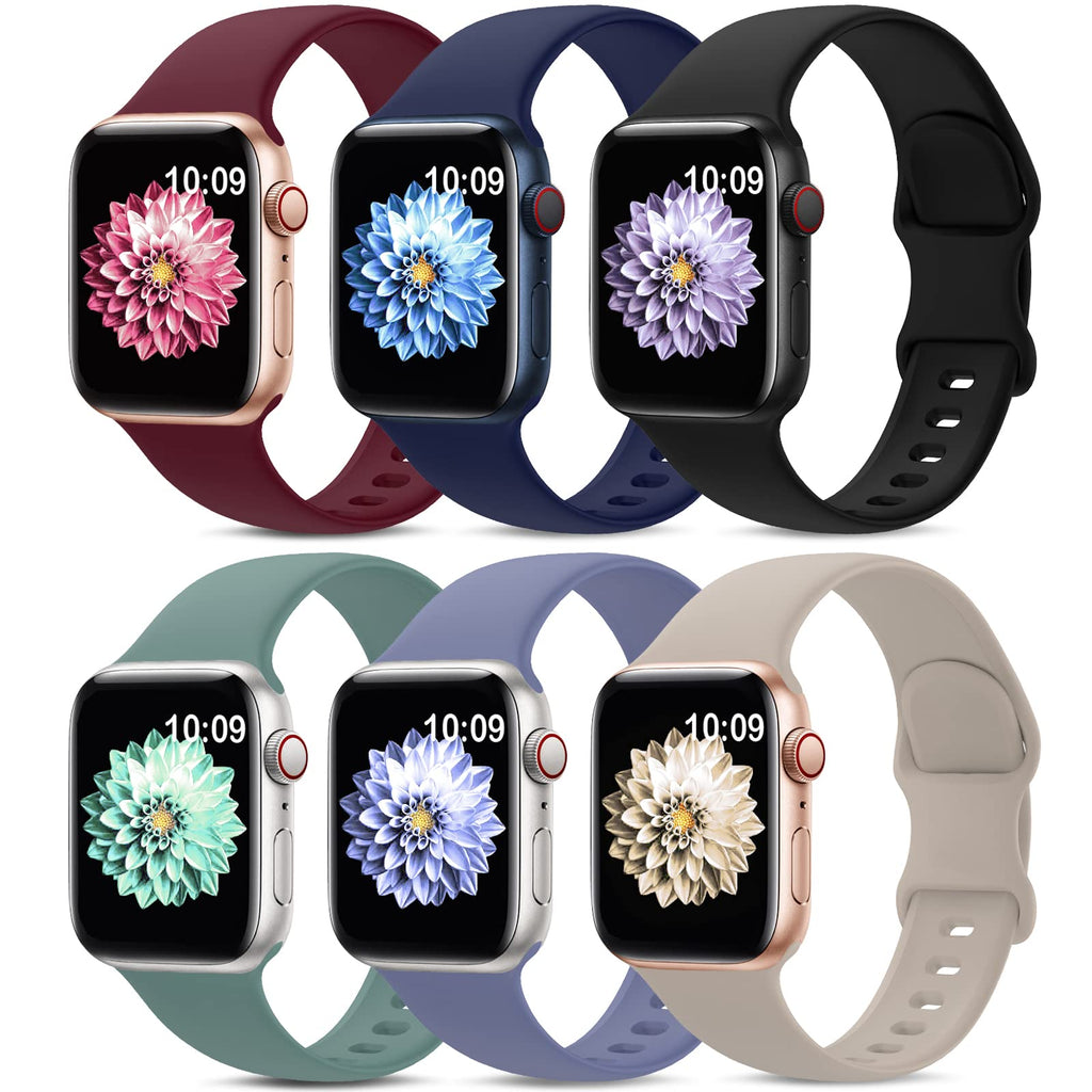 6 Pack Sport Silicone Bands Compatible with Apple Watch Band for Women Men