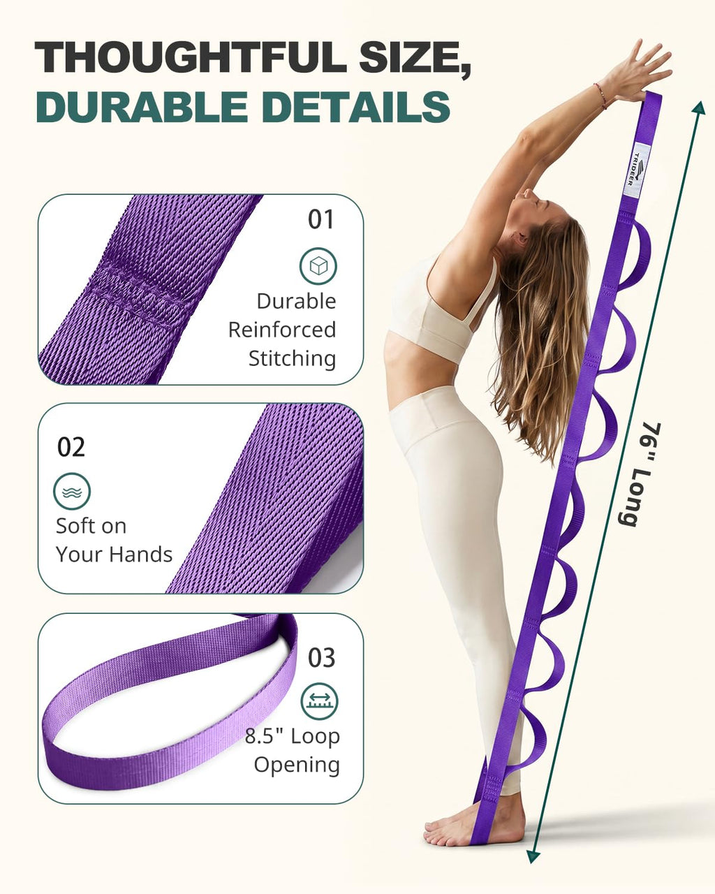 Trideer Stretching Strap with Loops, Yoga Strap, Stretch Bands for Exercise