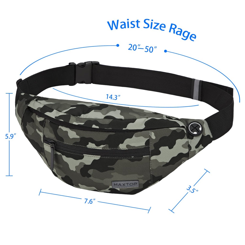 MAXTOP Large Fanny Pack for Women Men Crossbody Bag with 4-Zipper Pockets