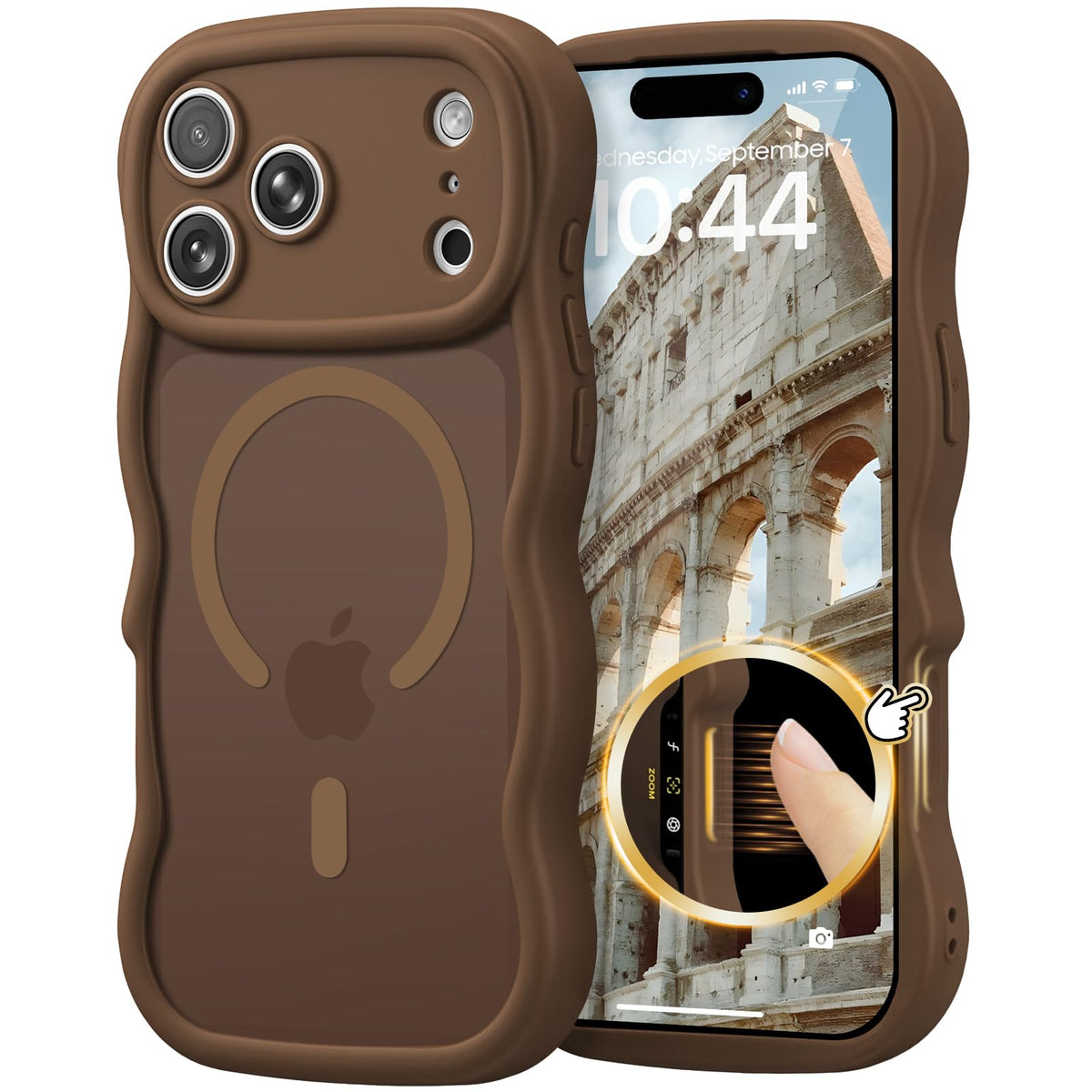 for iPhone 17 Pro/18 Pro Case for Magsafe Wavy, Burgundy Wine