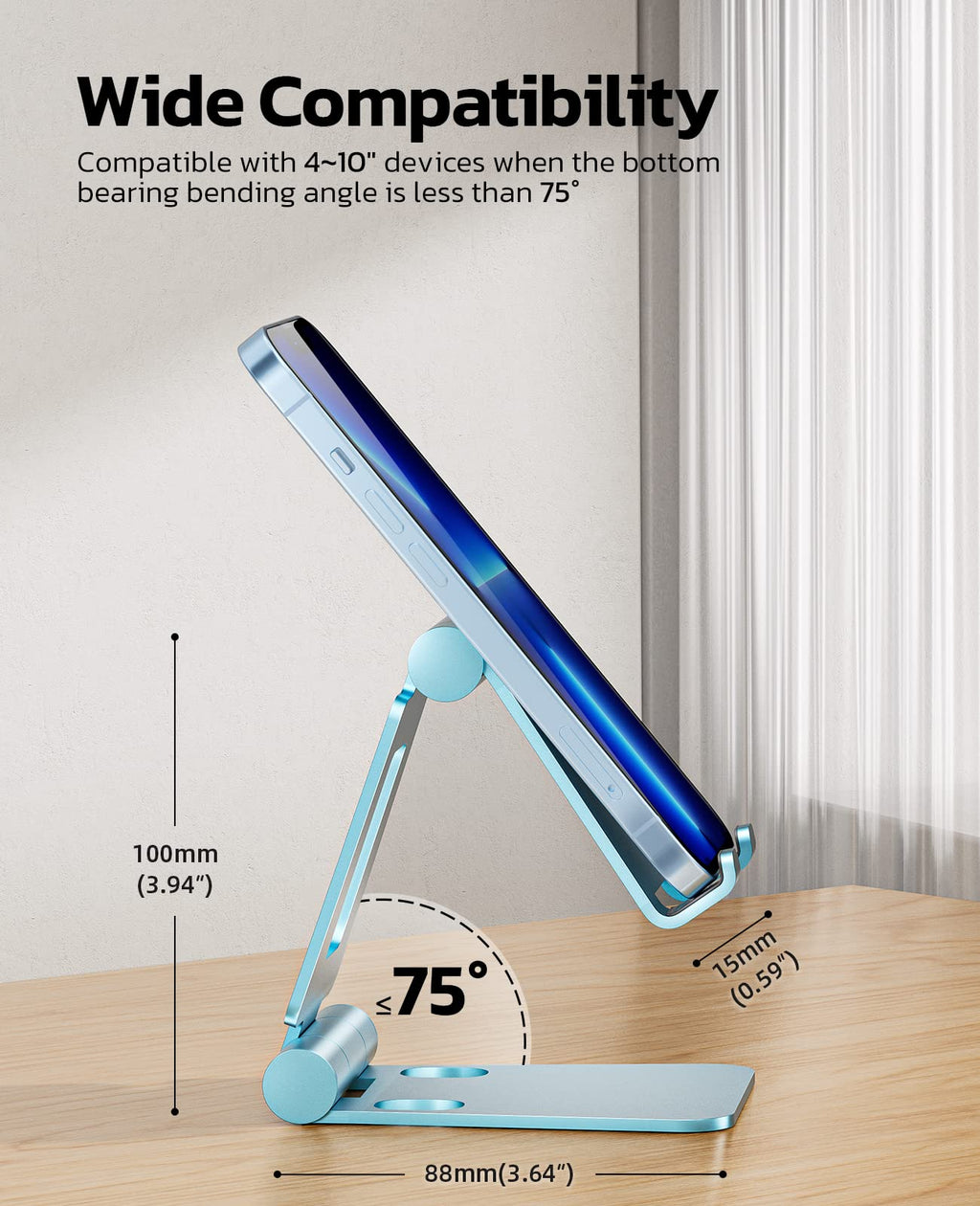 Nulaxy Full Aluminum Dual Folding Cell Phone Stand for Desk, Purple