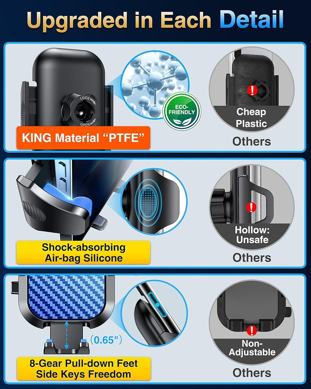 VANMASS Car Phone Holder 2026 Ultimate Military-Grade Strongest Suction & Clip Windshield Dashboard【Newest Best Strongest】 Cell Phone Automotive Dash Gauge Accents for iPhone 18 Pro Max 17 16 15 14