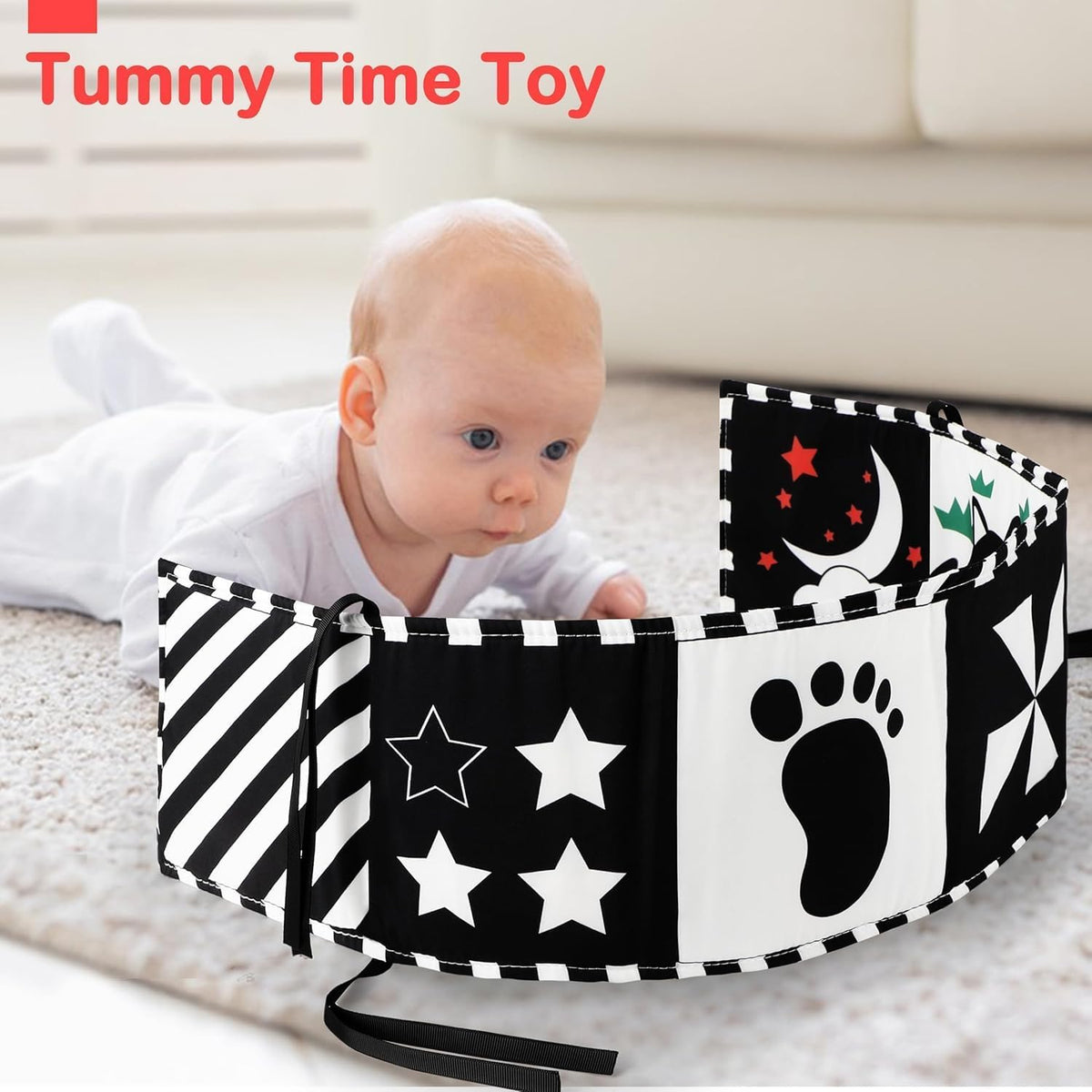 URMYWO Black and White Baby Toy, Tummy Time High Contrast Newborn Toys