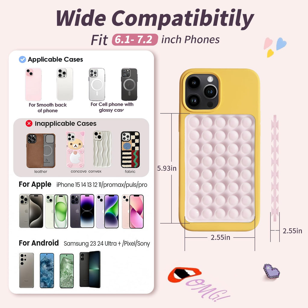 (2 Pack) Suction Cup Phone Case Mount Double Sided, White & Classic Black