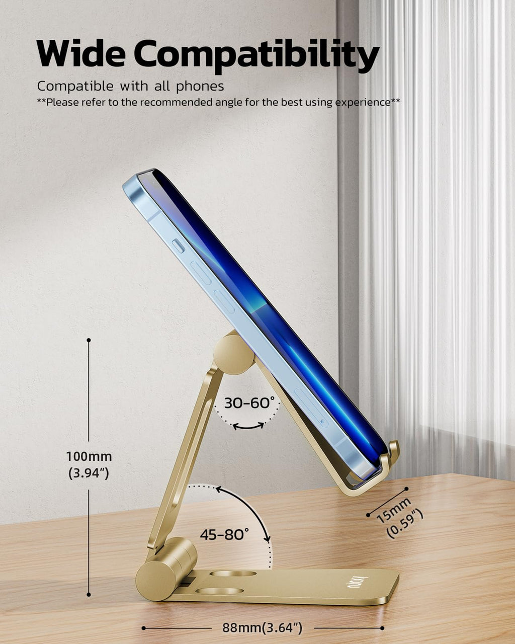 Nulaxy Full Aluminum Dual Folding Cell Phone Stand for Desk, Purple