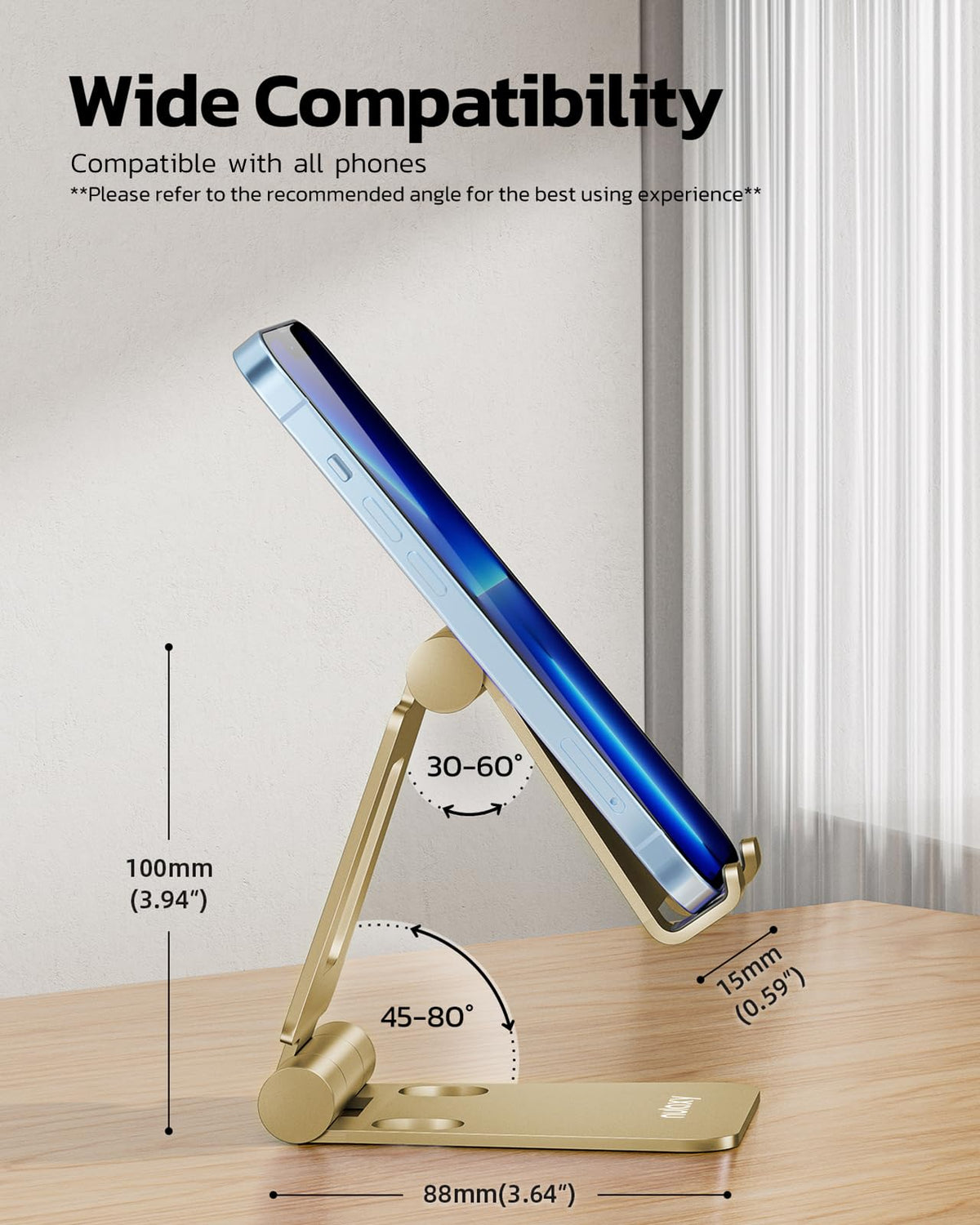 Nulaxy Full Aluminum Dual Folding Cell Phone Stand for Desk, Purple