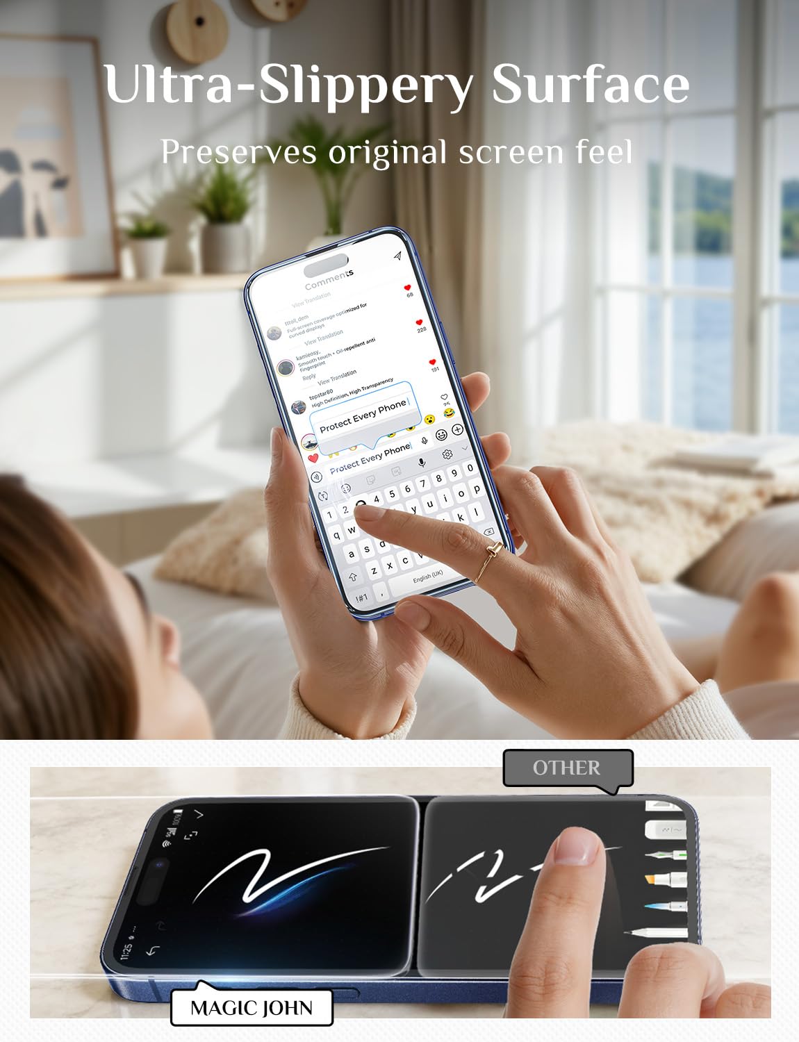MAGIC JOHN 2 Pack Screen Protector for iPhone SE 3/SE 2 (2022/2020 Edition), iPhone7/8/6 Tempered Glass, Auto Dust-Elimination, Bubble Free, Easy Installation