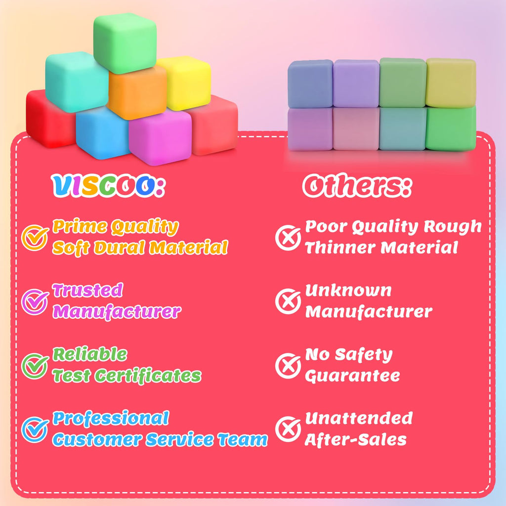 VISCOO 12 Pack Slow Rising Stress Cube, Stress Balls Fidget Squishy Toys