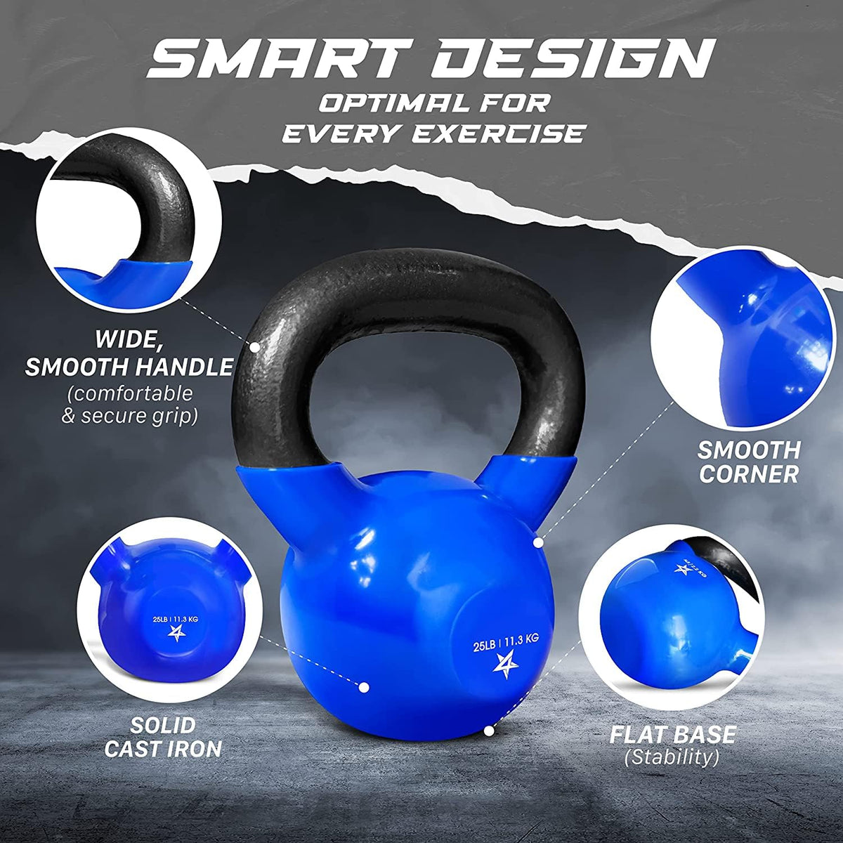 Yes4All Vinyl Kettlebell, 5–100 Lb Strength Training Kettlebell