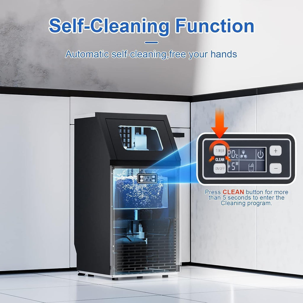 Kismile Commercial Ice Maker 100lbs/Day with 33lbs Storage
