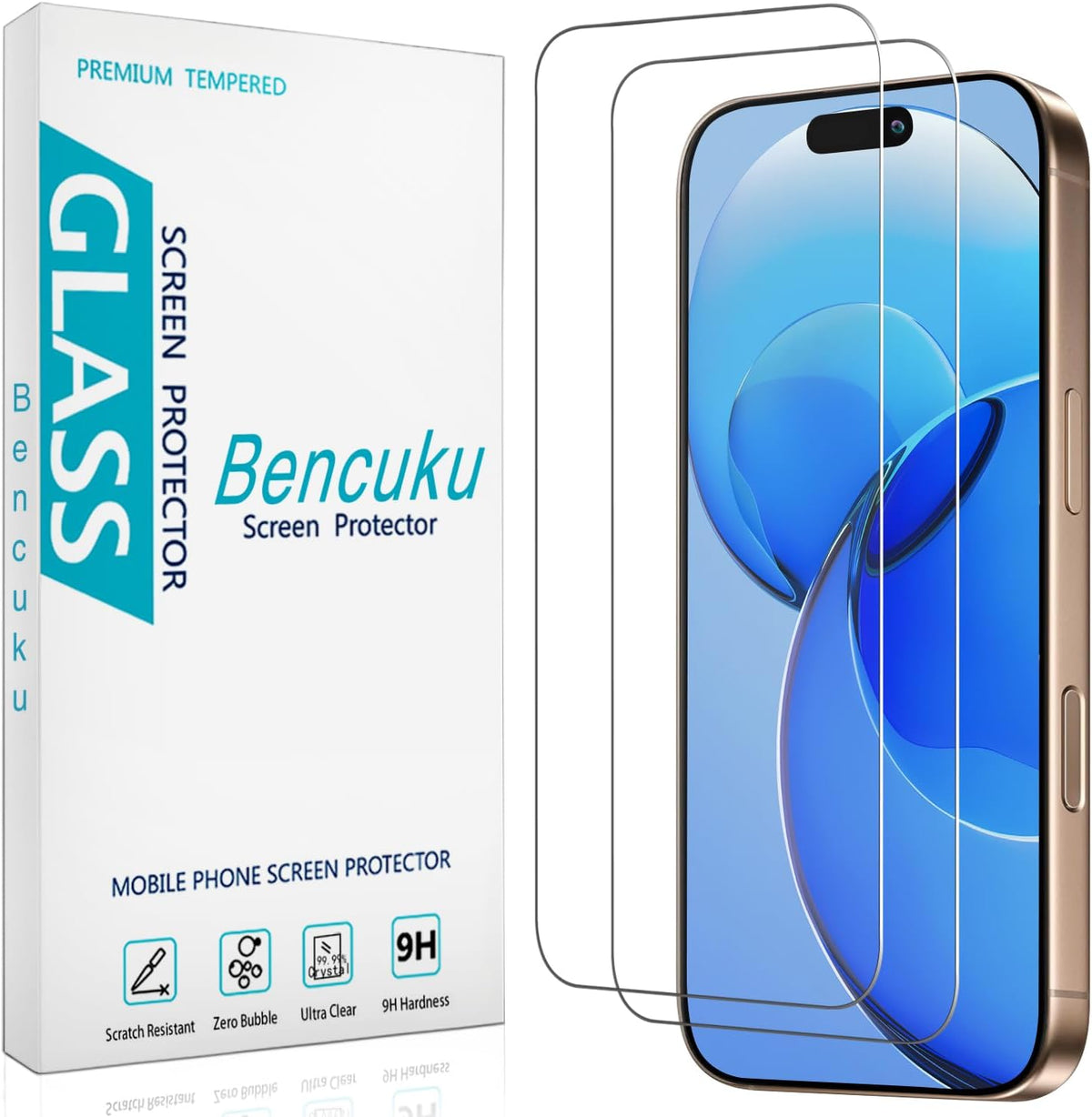 2 Pack Screen Protector for iPhone 16 Pro Max Tempered Glass