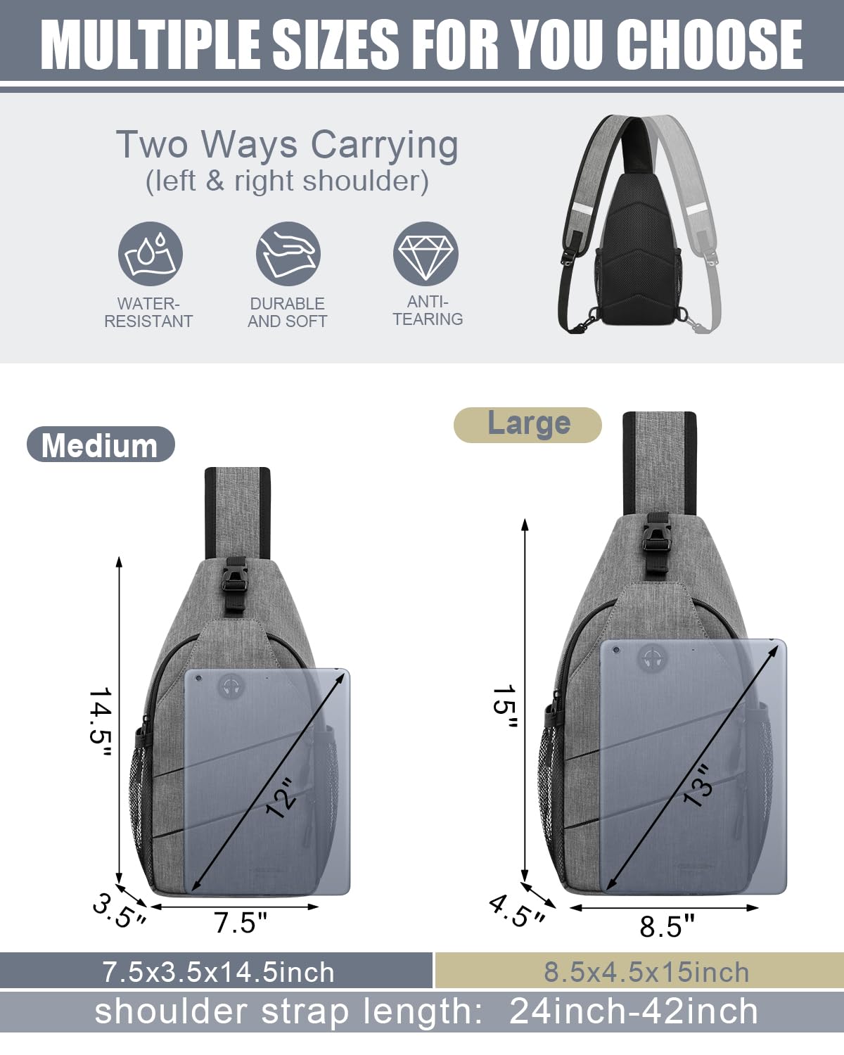 Pritent Crossbody Bags for Women Men Trendy Sling Bag Backpack Casual Chest Bag with Convertible Shoulder Strap