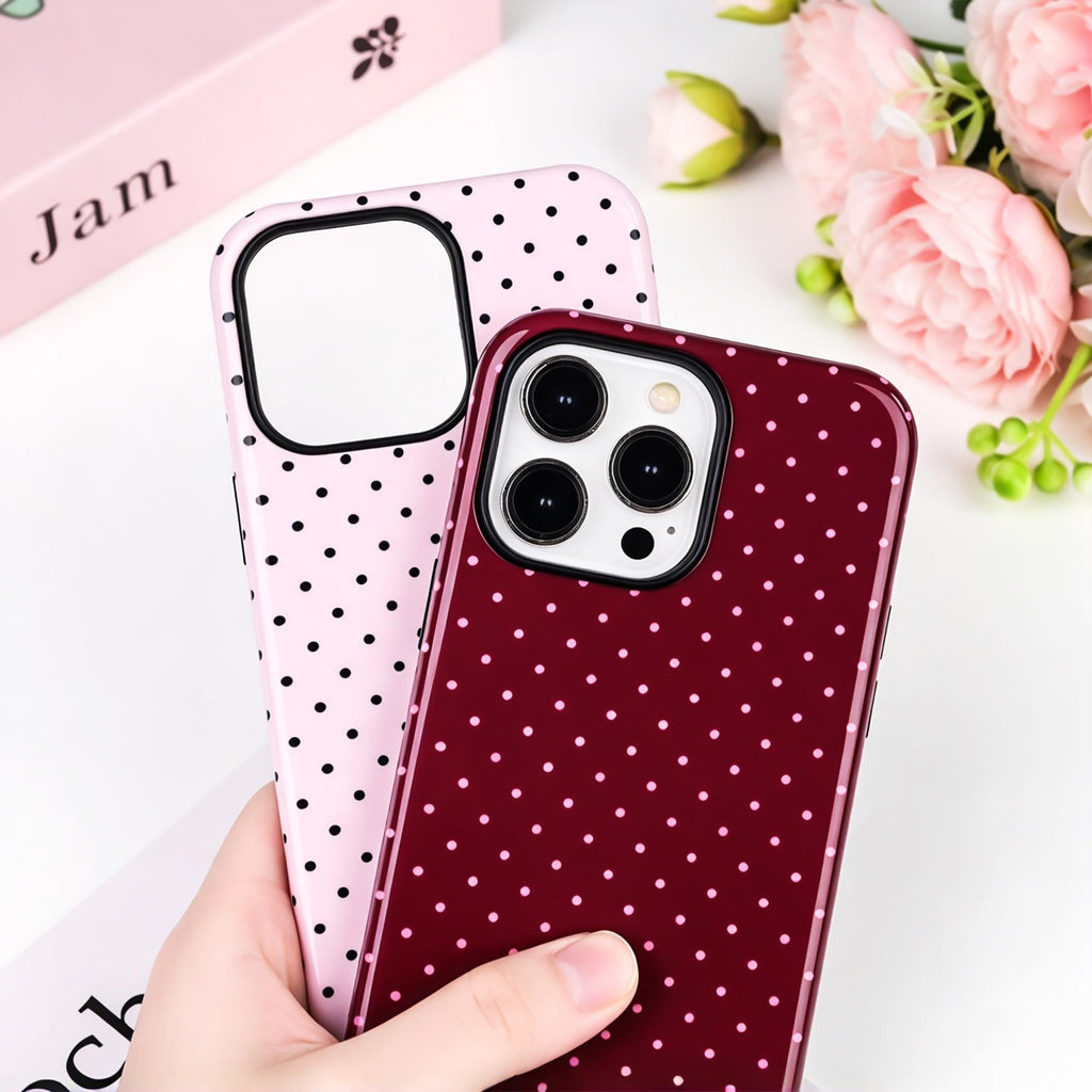 Polka Dot Pattern Phone Case for iPhone 16 Pro Max 6.9", Navy