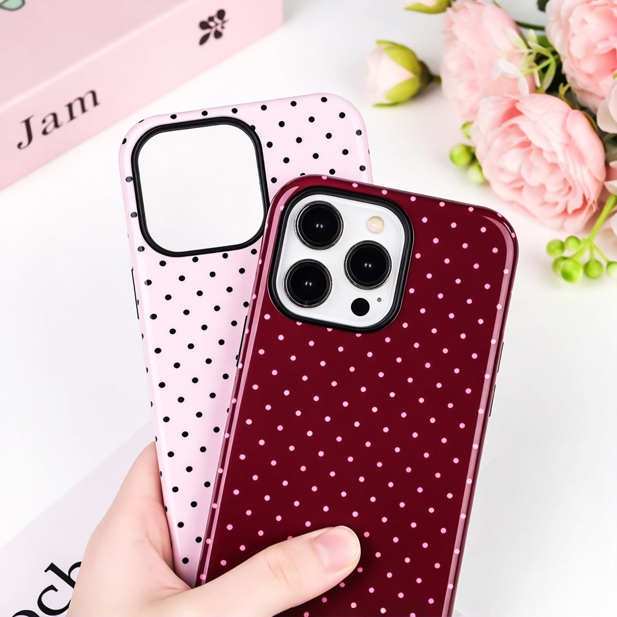 Polka Dot Pattern Phone Case for iPhone 16 Pro Max 6.9", Navy