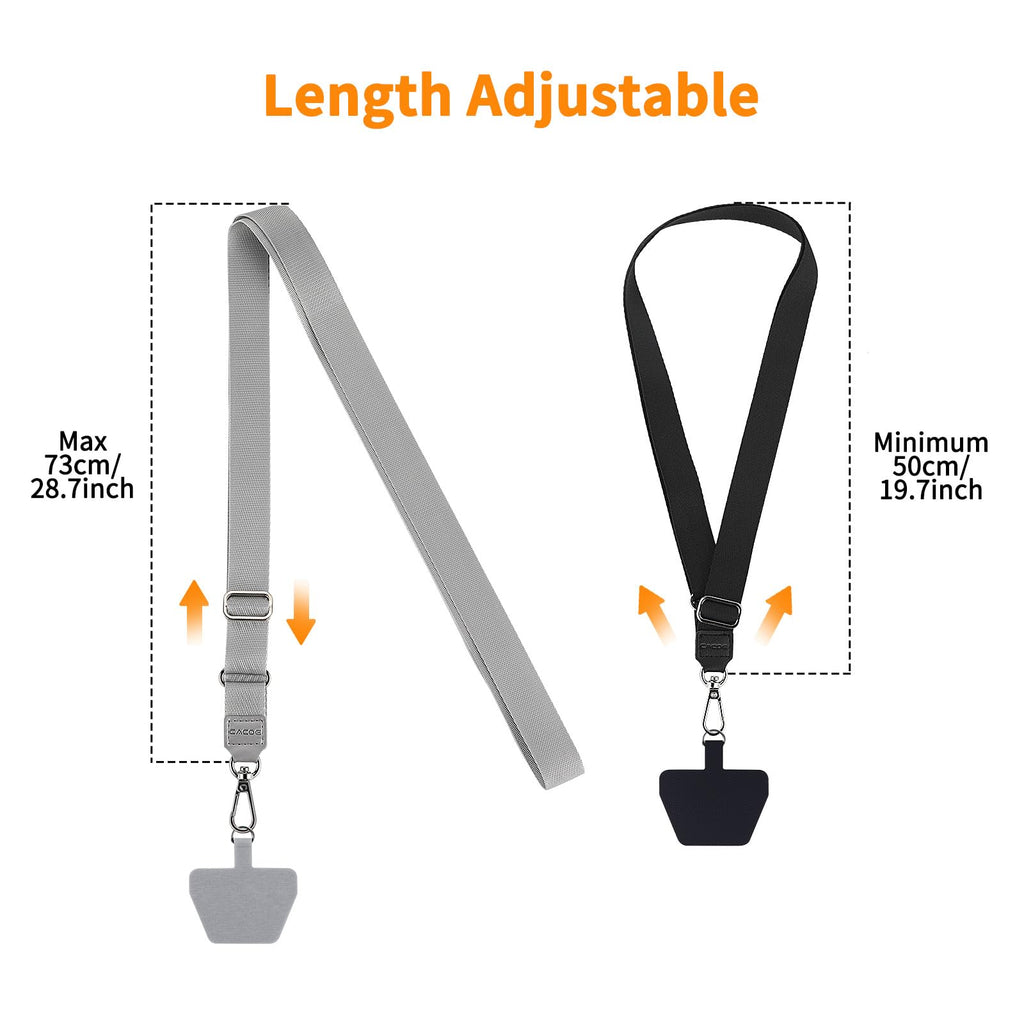 CACOE Phone Lanyard, Black+Gray, 2 Pack