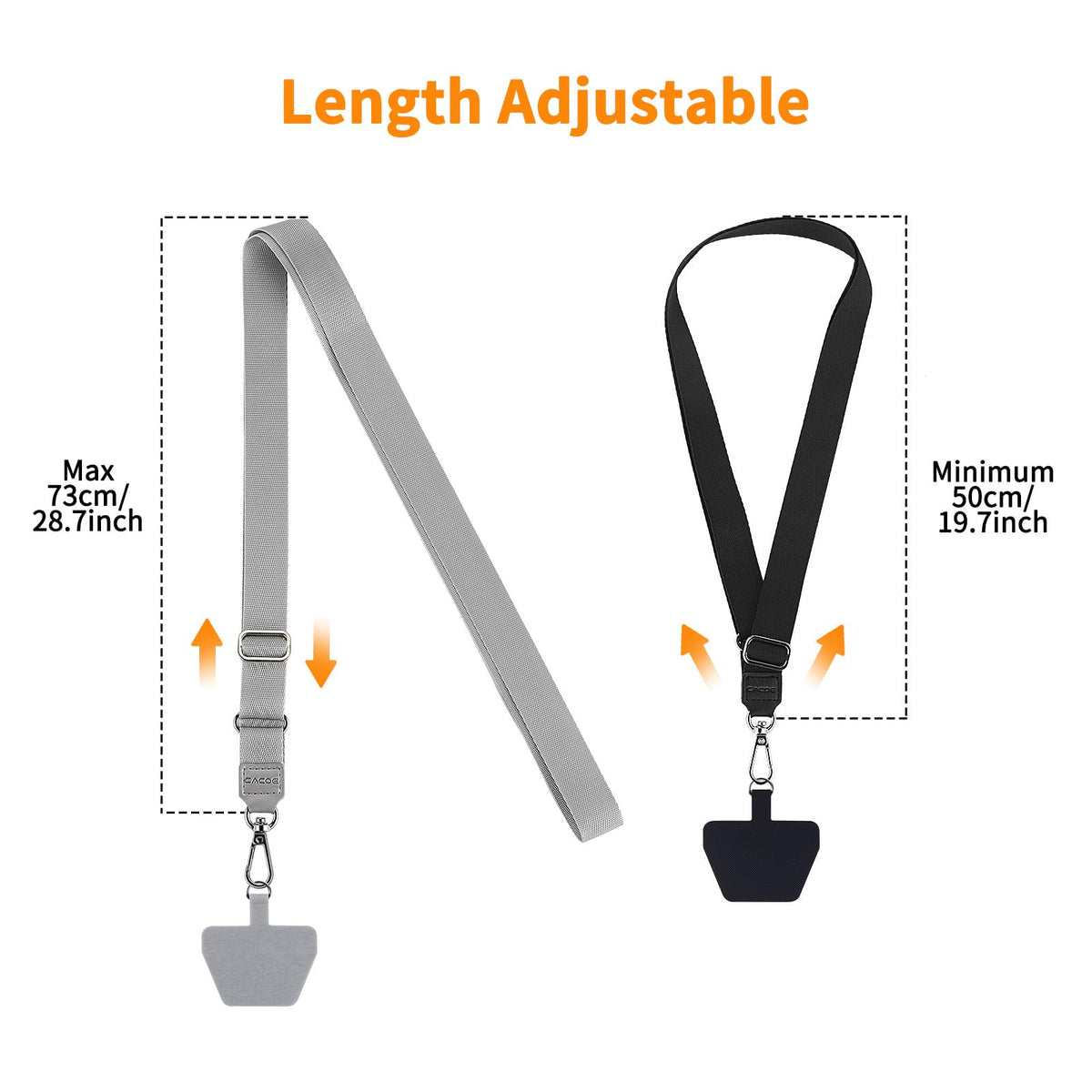 CACOE Phone Lanyard, Black+Gray, 2 Pack