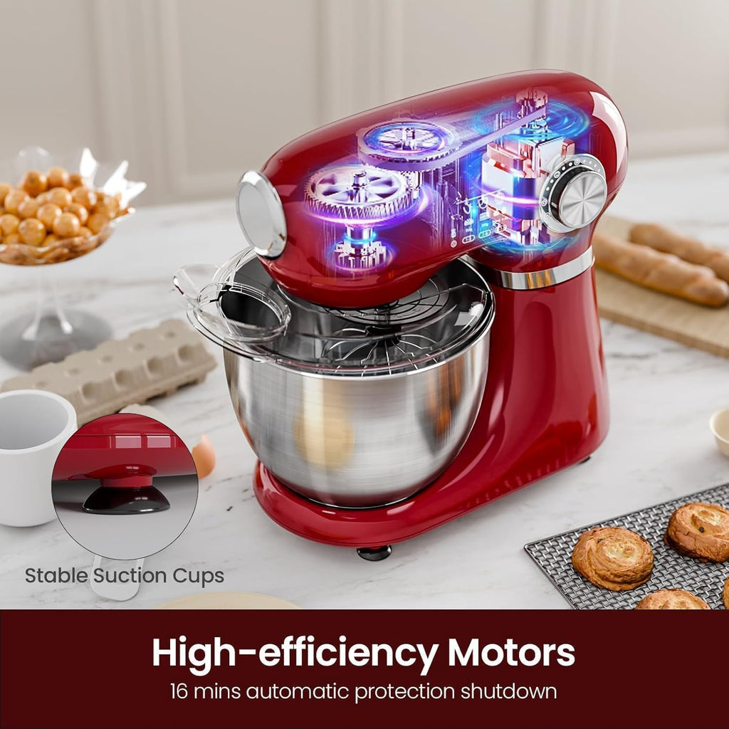 Kismile 5.5QT 12-Speed Electric Stand Mixer, Tilt Head Kitchen Mixer, Red