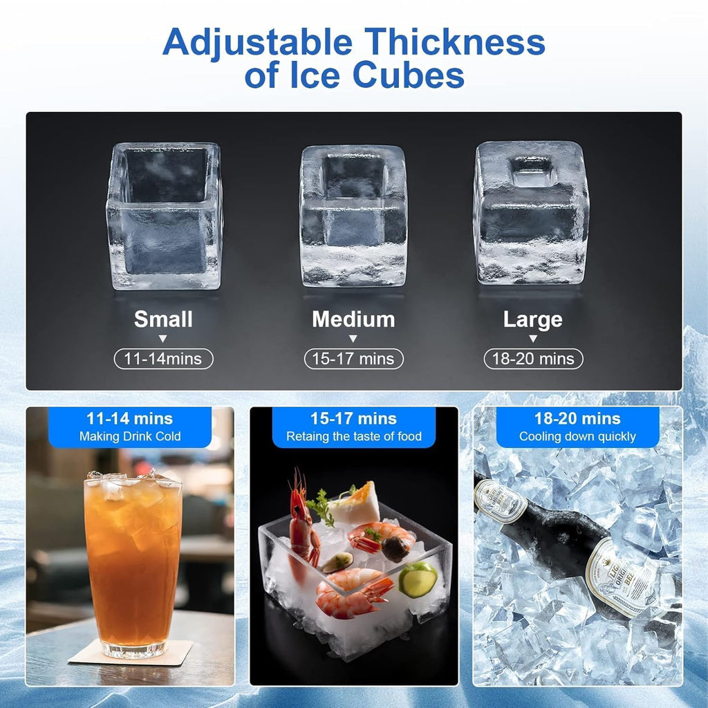 Kismile Commercial Ice Maker 100lbs/Day with 33lbs Storage