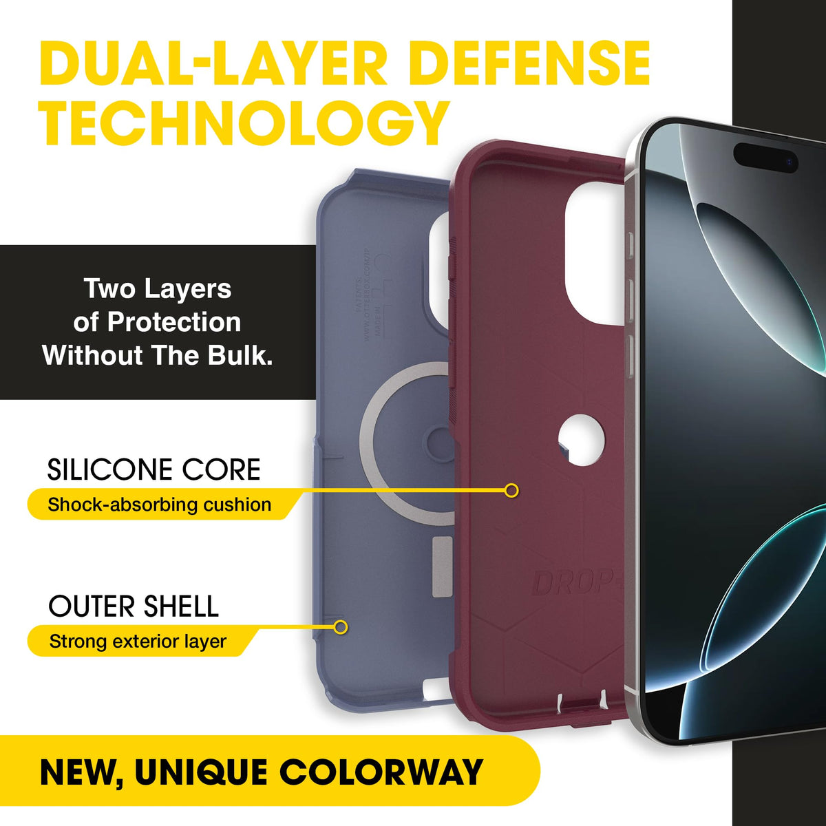 OtterBox iPhone 16 Commuter Series Case - Baby Blue Jeans, Thin & Protective iPhone Case, Dual-Layer, Impact Absorbing iPhone Case