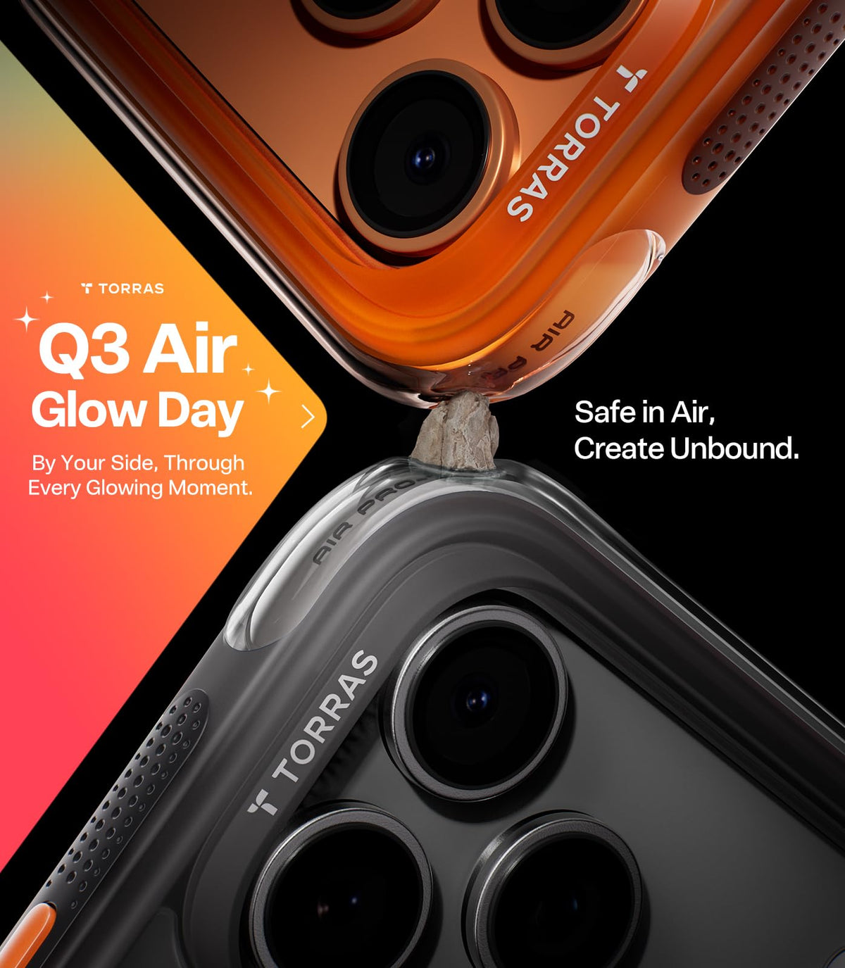 TORRAS Ostand Q3 Air for iPhone 15 Pro Max Case with Stand, Shockproof