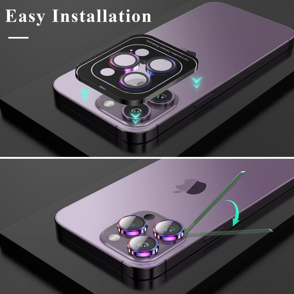YWXTW Camera Lens Protector for iPhone 16 Pro/iPhone 16 Pro Max, [1 Step Installation Tray] Tempered Glass Screen Protector Metal Individual Camera Cover Accessories Case Friendly (Desert Titanium)