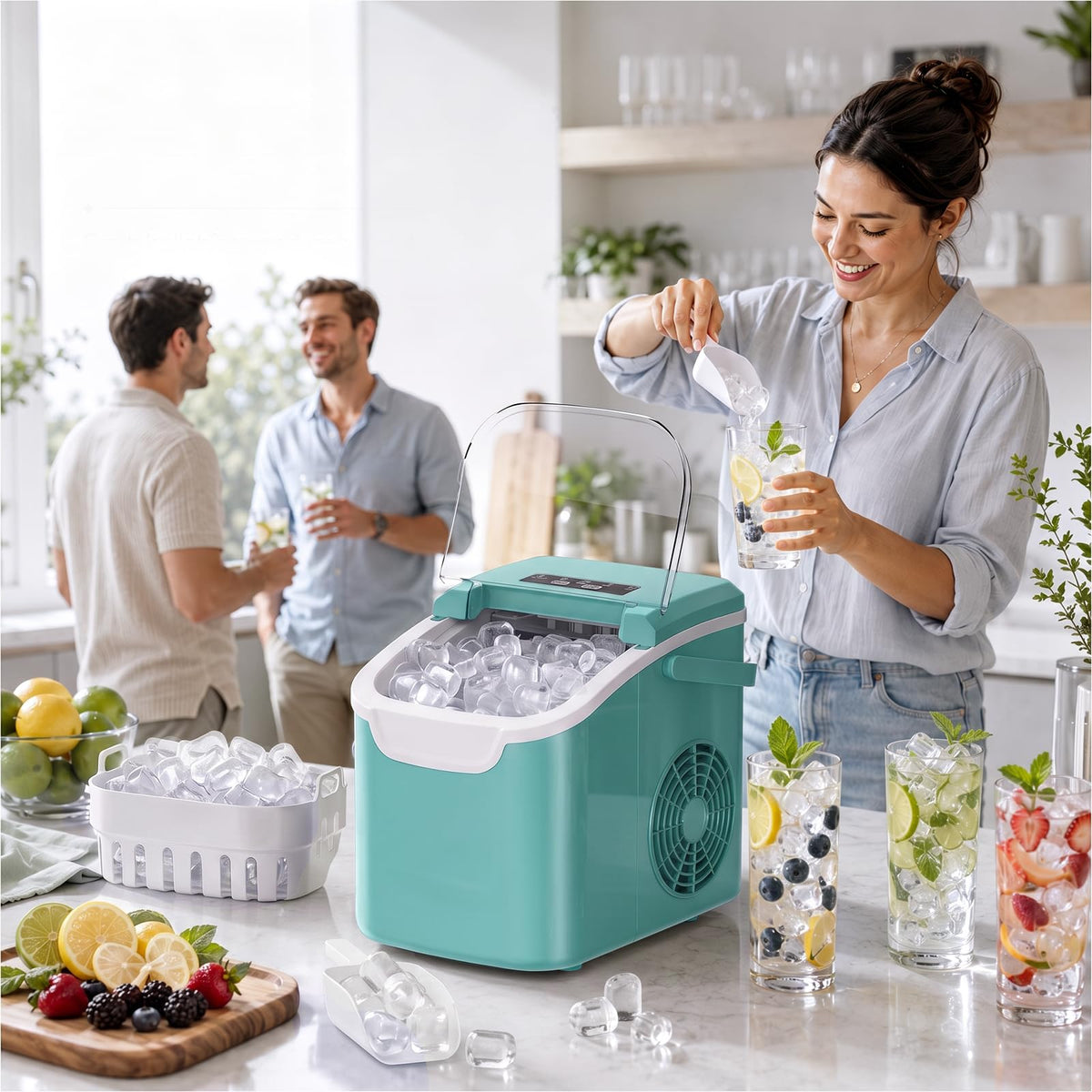 Kismile Countertop Ice Maker Machine, 26Lbs/Day Fastest 6‑Min Ice, Black