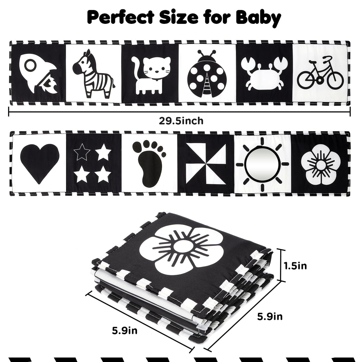 URMYWO Black and White Baby Toy, Tummy Time High Contrast Newborn Toys