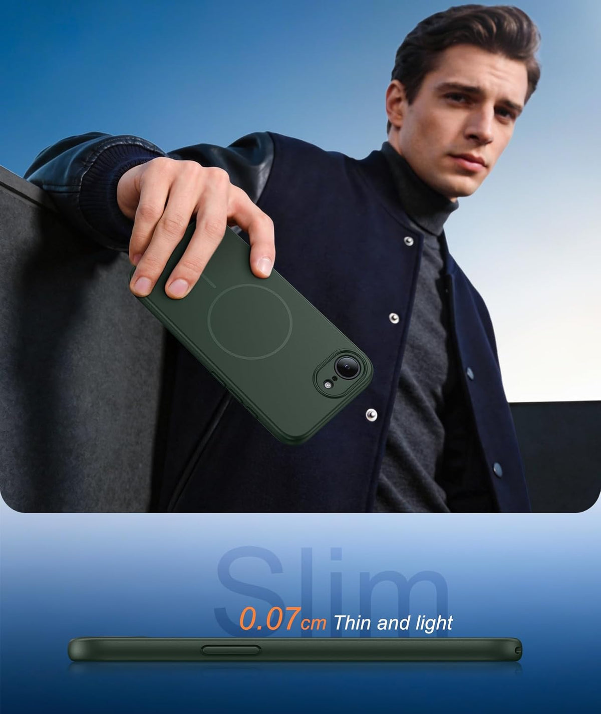 FNTCASE for iPhone 17E/16E Case Matte Green: Compatible with MagSafe