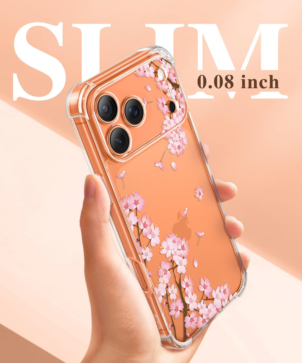 GVIEWIN for iPhone 18 Pro Max Case/17 Pro Max Case Floral Clear Slim Women
